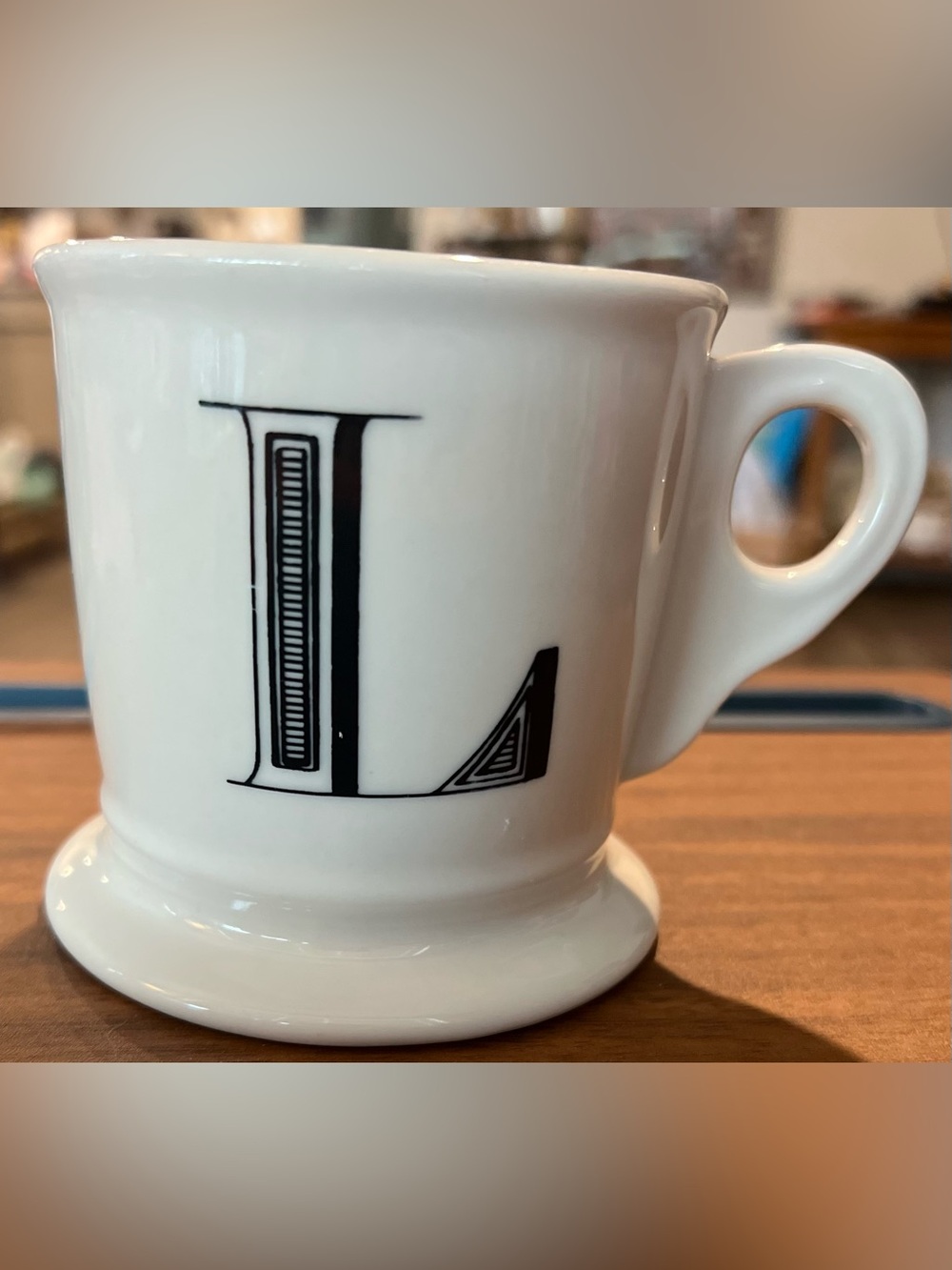 Anthropologie Monogram Initial “L” Coffee Tea Mug EUC!